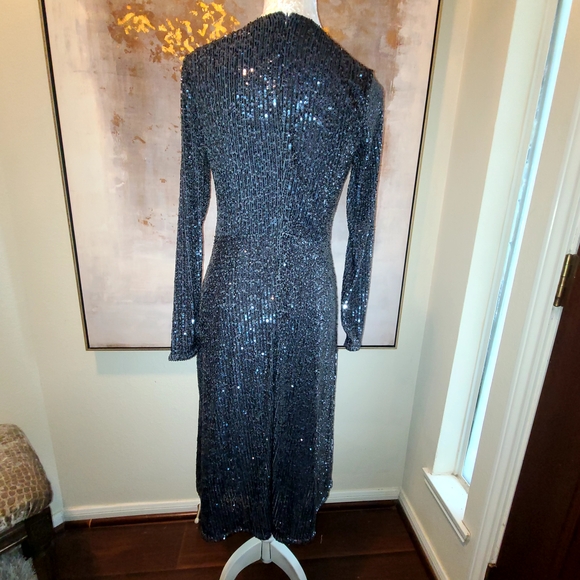 Ann Taylor Blue Sequin Embellished Midi Dress - Picture 7 of 10
